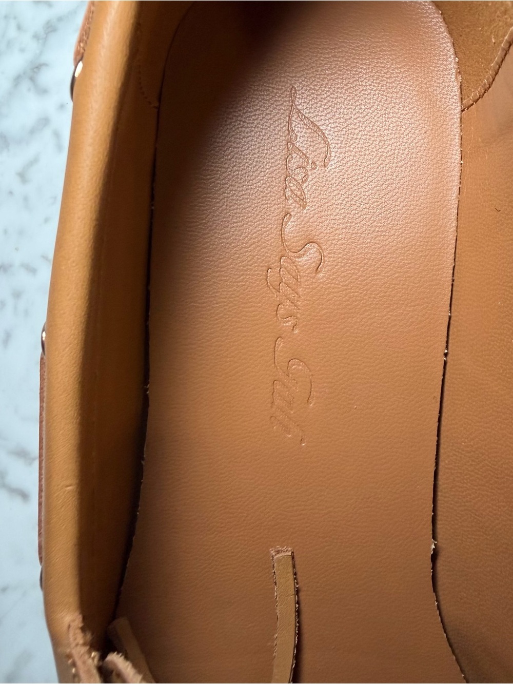 New Lisa Says Gah Mari Leather Tan Beige Loafers Size US 8 - Picture 2 of 9